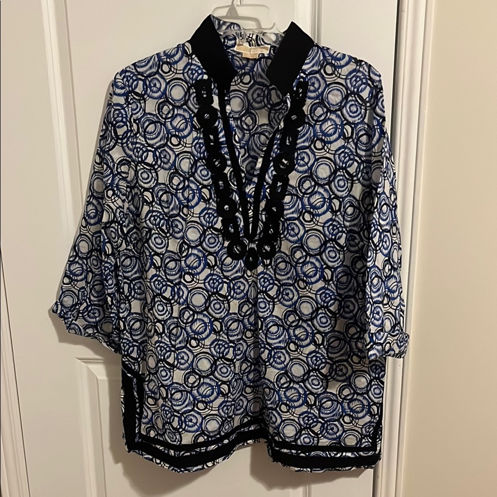 Michael Kors Blue and Black Patterned Tunic